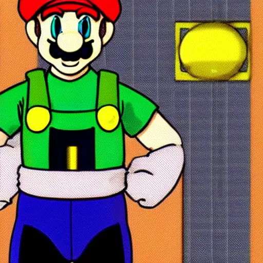 Image similar to super mario in everyday clothes cooking pasta for princess peach, sprite, vaporwave nostalgia, directed by beat takeshi, visual novel cg, 8 0 s anime vibe, kimagure orange road, maison ikkoku, sketch by akira toriyama