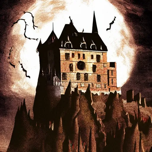 Prompt: the castle of dracula, castlevania, artfoundy, digital art