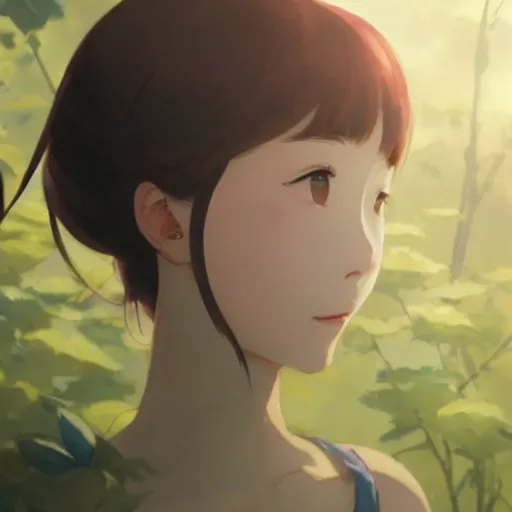 Prompt: ji eun iu with a flower in her hair by greg rutkowski, makoto shinkai, takashi takeuchi, studio ghibli, akihiko yoshida, rule of thirds, seductive look, beautiful