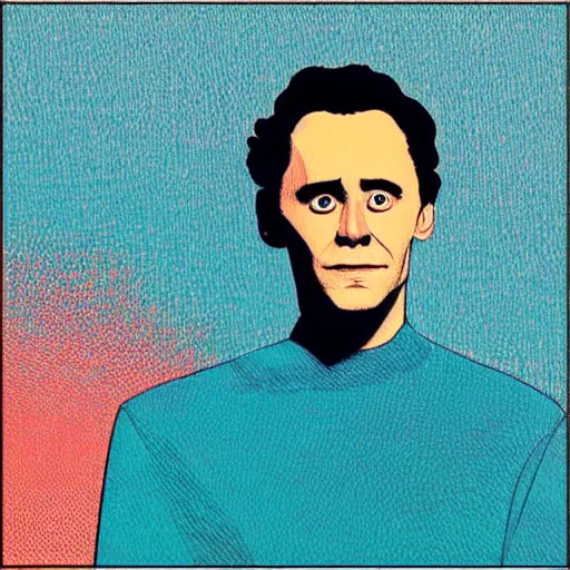 Image similar to “ tom hiddleston retro minimalist portrait by jean giraud, moebius, comic, 8 k ”