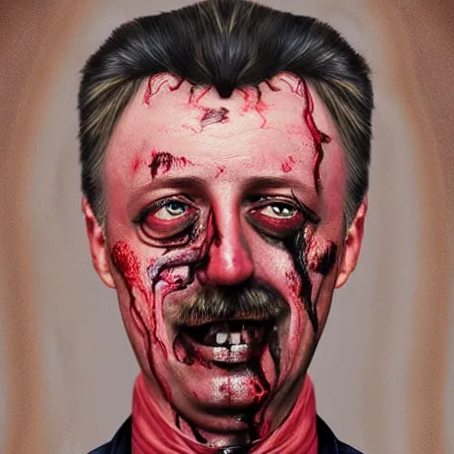Image similar to igor ivanovich strelkov became bloody ugly worm, photo - realistic, color image, 2 k, highly detailed, bodyhorror, occult art