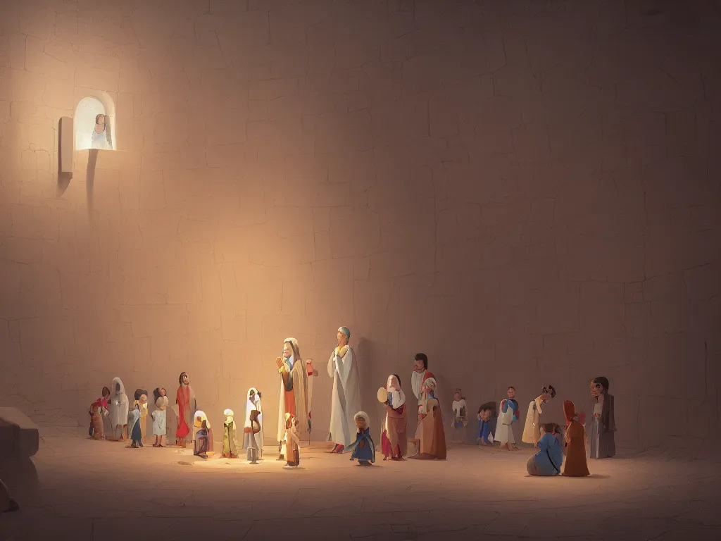 Prompt: the finding of the child jesus in the temple after 3 days, by goro fujita, trending on artstation, 8k, highly detailed, digital graphic art