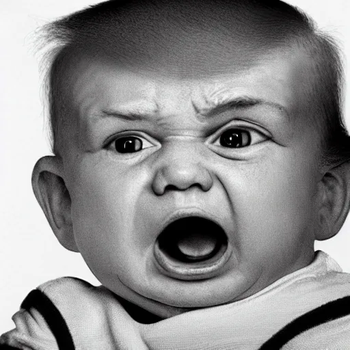 Prompt: angry baby. donald trump