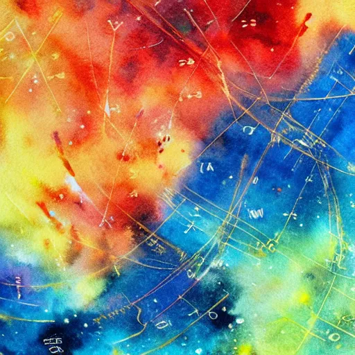 Image similar to mathematics. mathematics. antibodies and viruses in space. watercolor. amazing painting. high resolution. highly realistic. cool tones. close - up. 8 k. trending on artstation.