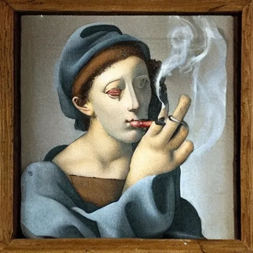 Prompt: “Smoking a joint painted by Michelangelo”