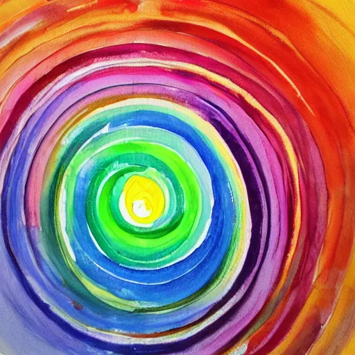 Prompt: a rainbow in curved air, painting