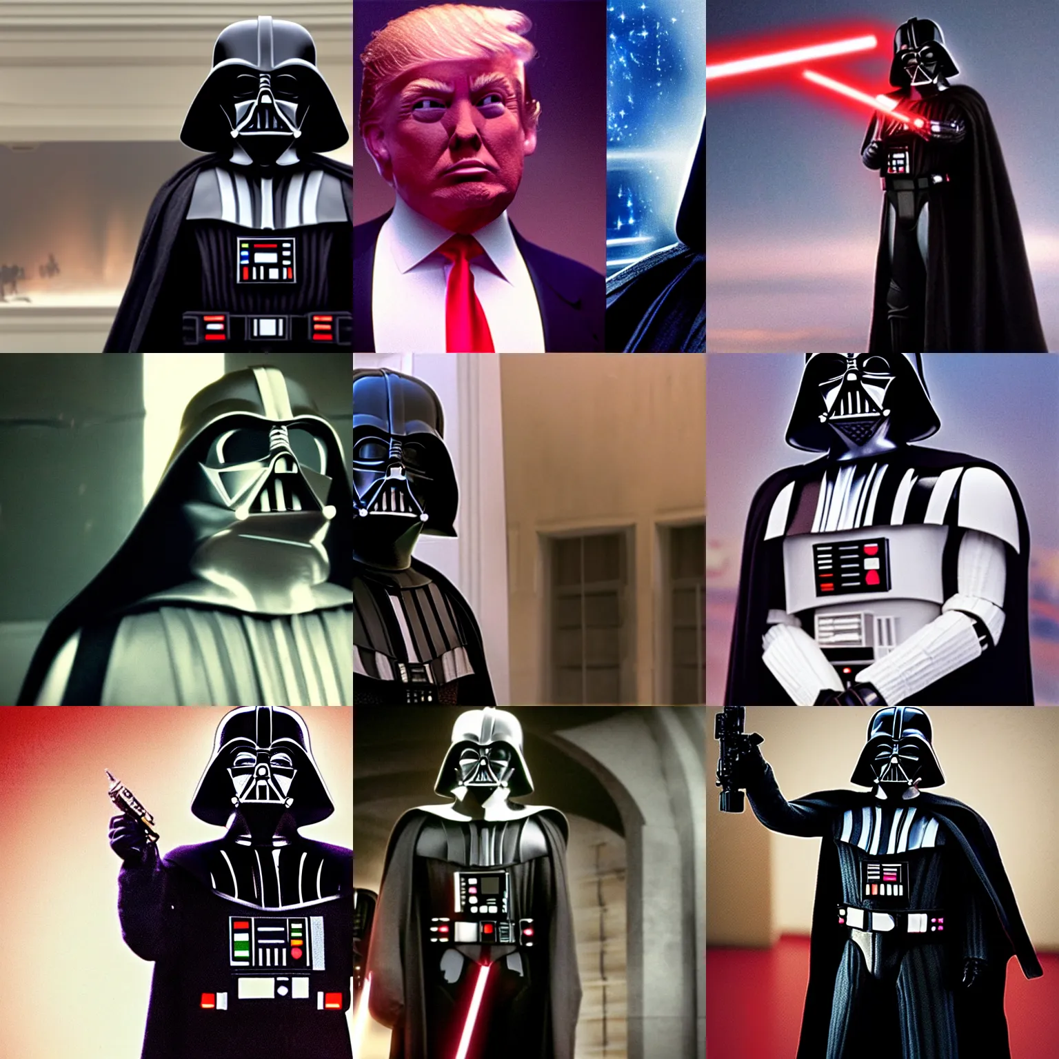 Prompt: film still from star wars Donald Trump as Darth Vader