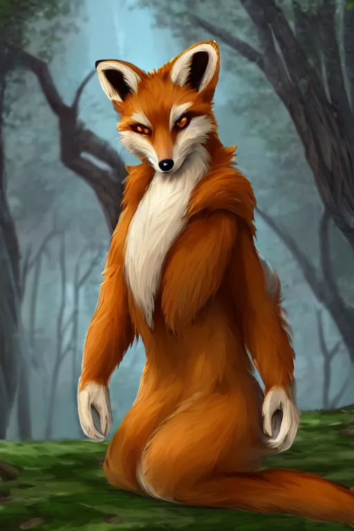 Image similar to a medieval anthropomorphic fox furry fursona with a fluffy tail in a forest, backlighting, cgi, rendered in unreal engine, trending on artstation, cartoon, trending on furaffinity