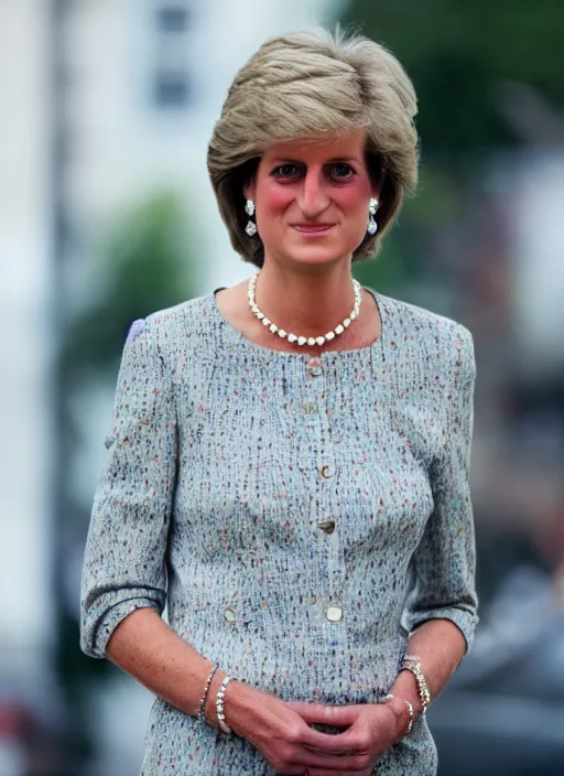 Image similar to DSLR photo portrait still of 61 year old age 61 Princess Diana at age 61!!!, 85mm f1.8