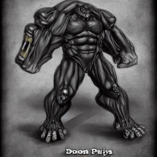 Prompt: Doom captured Mancubus anatomical study