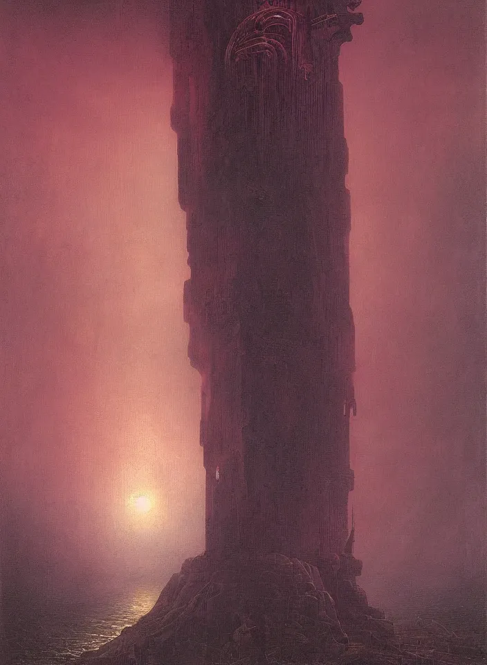 Image similar to the blind liberty of the few, red and purple palette, volume light, fog, by caspar david friedrich by ( h. r. giger ) and paul lehr