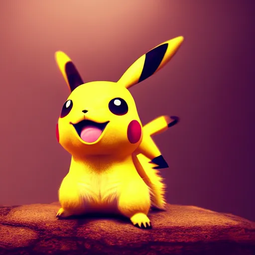 Image similar to photography of a realistic pikachu animal, 8 k, cinematic lighting, natural background, trending on artstation, pokemon