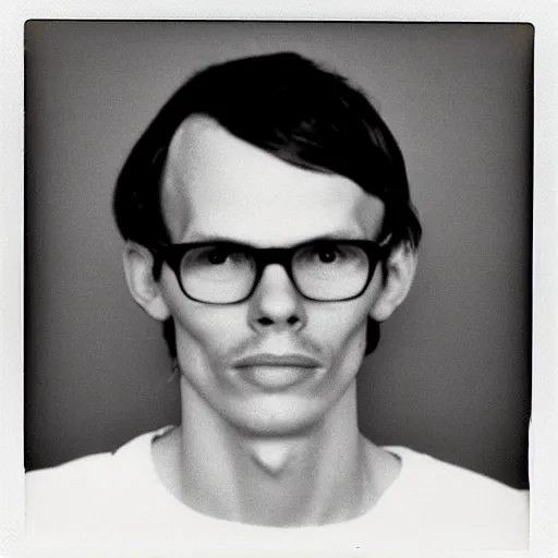 Prompt: Mugshot Portrait of iDubbbz taken in the 1970s, photo taken on a 1970s polaroid camera, grainy, real life, hyperrealistic, ultra realistic, realistic, highly detailed, epic, HD quality, 8k resolution, body and headshot, film still, front facing, front view, headshot and bodyshot, detailed face, very detailed face