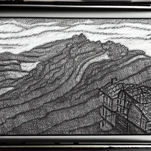 Prompt: pixels landscape handdrawn pencil