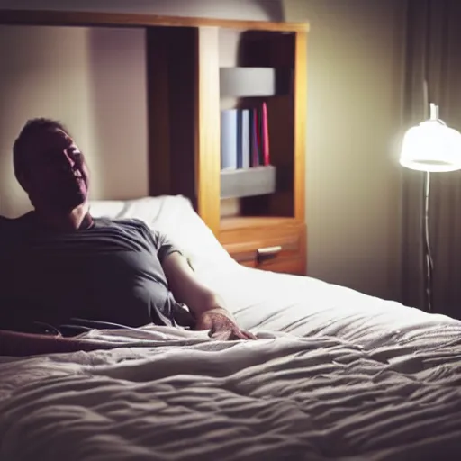 Image similar to man in dark bedroom lit only by computer screen