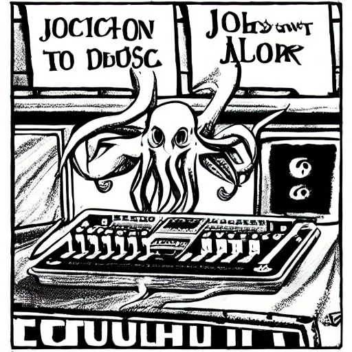 Image similar to cthulhu on the dj decks