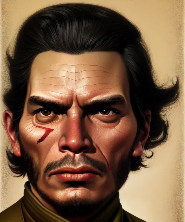 Prompt: ernesto che guevara, highly detailed face!!!, true anatomy!, extremely detailed!, digital painting, unreal engine 5, art by tom bagshaw