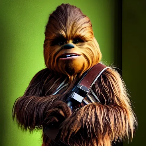 Image similar to chewbacca as shrek, highly detailed, extremely high quality, hd, 4 k, 8 k, canon 3 0 0 mm, professional photographer, 4 0 mp, lifelike, top - rated, award winning, realistic, detailed lighting, detailed shadows, sharp, no blur, edited, corrected, trending