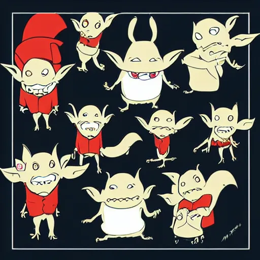 Image similar to a goblin, cartoon, illustration, vector art, artwork by hayao miyazaki, white background