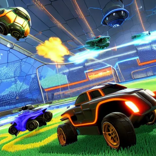 Image similar to a tank in rocket league, high resolution, high details, teaser trailer footage