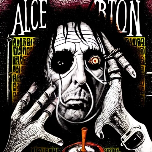 Image similar to graphic illustration, creative design, alice cooper, biopunk, francis bacon, highly detailed, hunter s thompson, mixed