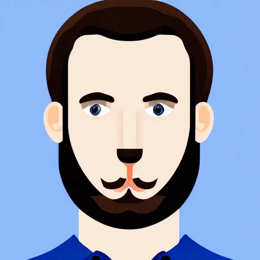 Image similar to A portrait of a british man, digital painting man with short dark blond hair and a beard, blue grey eyes, pale skin, english heritage, cartoon, simple, digital art, head shot, 8k