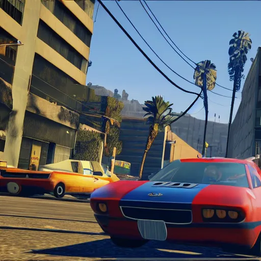 Image similar to GTA V screenshot with mario in it