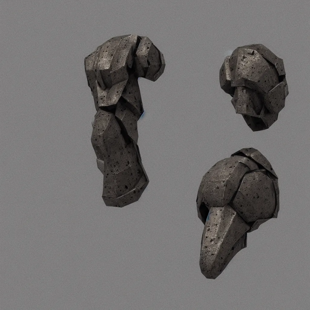 Prompt: brutalist sculpture of an ant head made of riveted steel sheet metal, octane render, trending on Artstation, soft noise gradient background