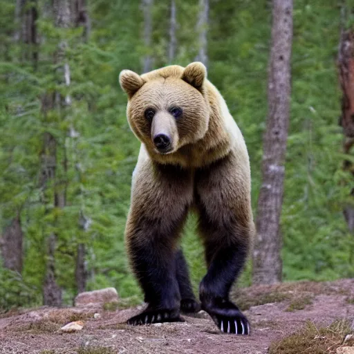 Image similar to trail cam footage of a bear, highly detailed, 4 k