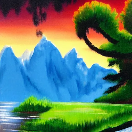 Prompt: artwork by bob ross