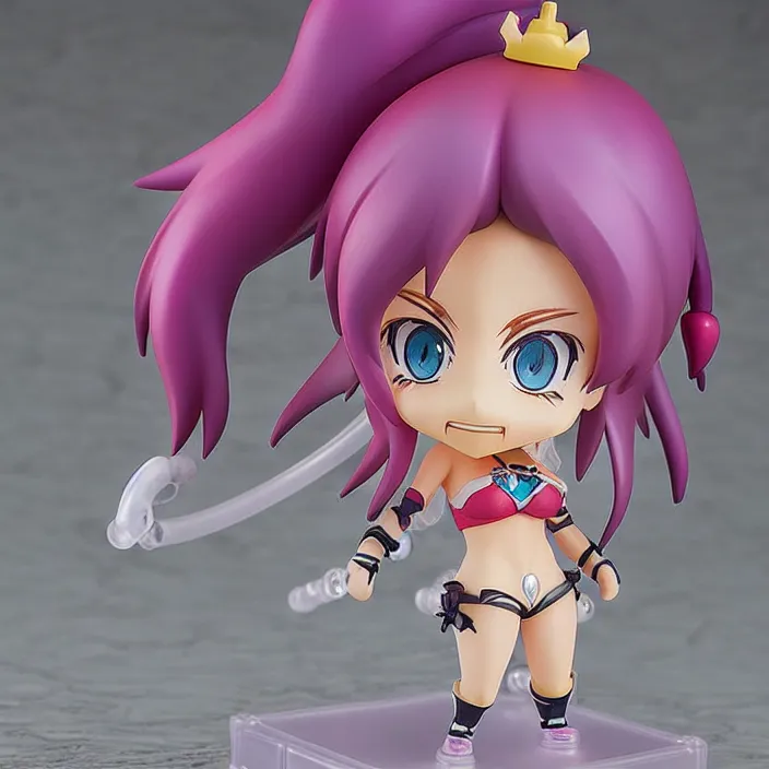 Prompt: An anime Nendoroid of Jinx from league of legends, figurine, detailed product photo