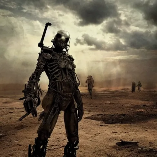 Prompt: ant humanoid, post-apocalyptic, mad max style, top cinematic lighting , cinematic mood, very detailed,