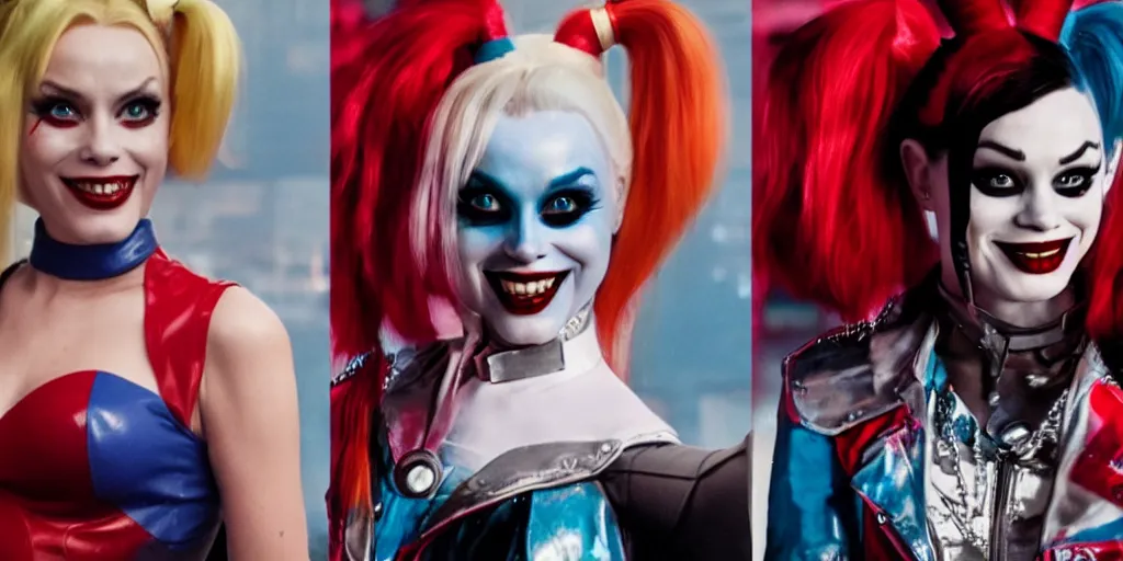 Image similar to ' adam west'as'harley quinn ', cinematic scene, award winning