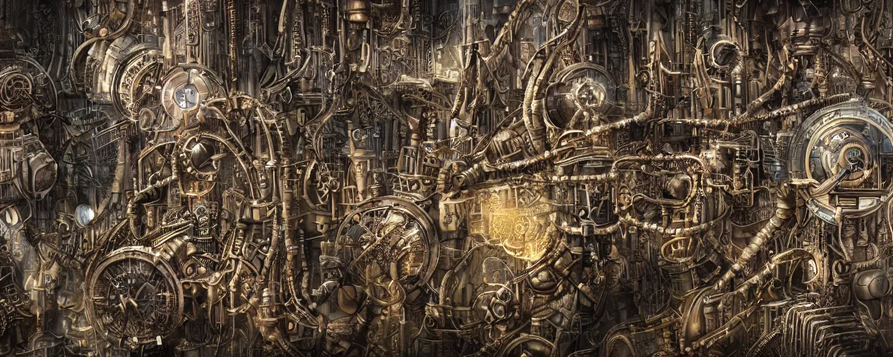 Image similar to biomechanical city, steampunk, close up, depth of field, photorealistic