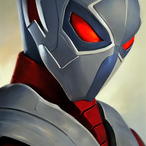 Image similar to greg manchess portrait painting of armored spiderman ultraman grey fox from metal gear cyborg gay japanese - american hybrid as overwatch character, medium shot, asymmetrical, profile picture, organic painting, sunny day, matte painting, bold shapes, hard edges, street art, trending on artstation, by huang guangjian and ail elvgren and sachin teng