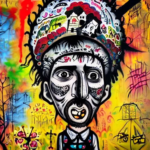 Image similar to transylvanian folk art, in the style of graffiti, made by david choe