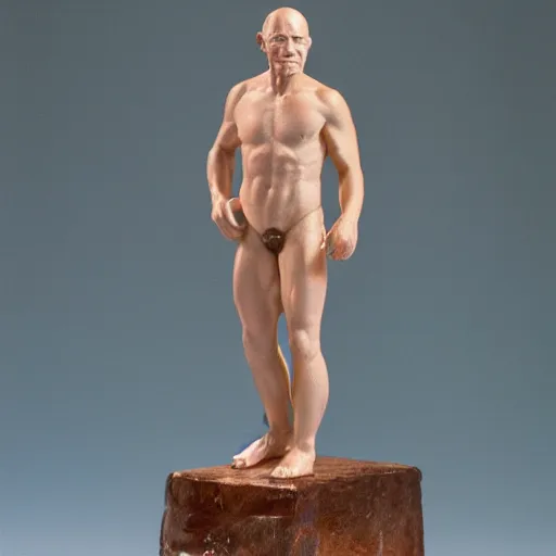 Prompt: a highly polished carved resin figurine of Ed Harris, studio lighting, F 1.4 Kodak Portra