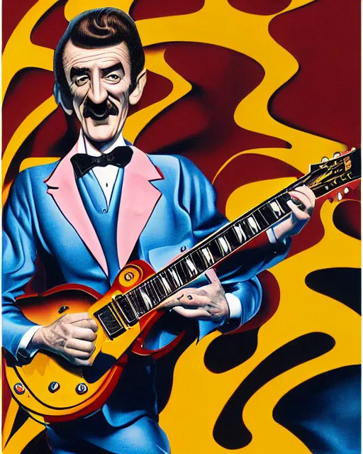 Prompt: barry chuckle ( shredding on a gibson les paul. guitar solo, bold, art by stanisław szukalski, 3 d 8 k )