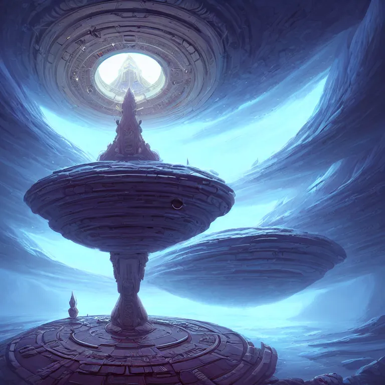 Image similar to Giant Floating Circular Ancient Sacred Sublime Cosmic Structure by Andreas Rocha