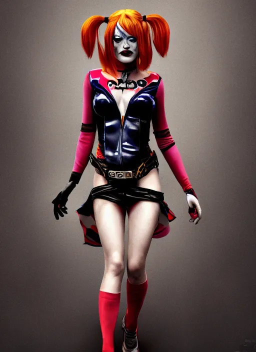 Image similar to cosmic portrait of emma stone as harley quinn, hyper detailed, digital art, trending in artstation, cinematic lighting, studio quality, smooth render, unreal engine 5 rendered, octane rendered, art style by klimt and nixeu and ian sprigger and wlop and krenz cushart.