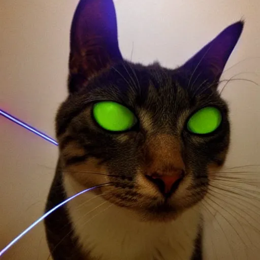 Image similar to Cat with laser eyes.