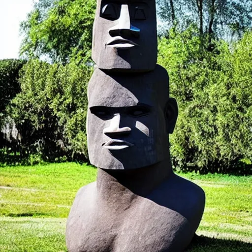 Prompt: Shaquille O'Neal as an Easter island head statue