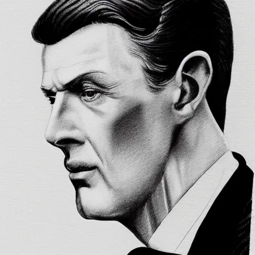 Image similar to pencil illustration of Hubert de givenchy highly detailed, cinematic,