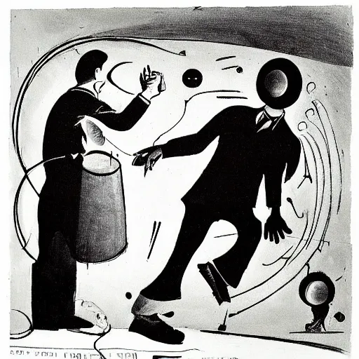 Image similar to A kinetic sculpture. A rip in spacetime. Did this device in his hand open a portal to another dimension or reality?! by William Gropper perspective