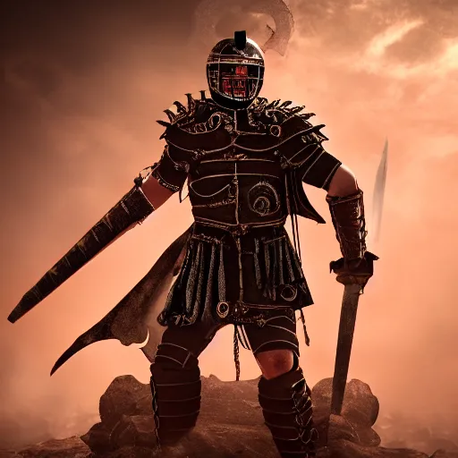 Image similar to demonic roman centurion, highly detailed, dramatic lighting, cinematic, 4k