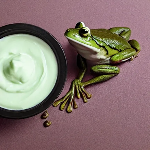 Prompt: frog in yoghurt