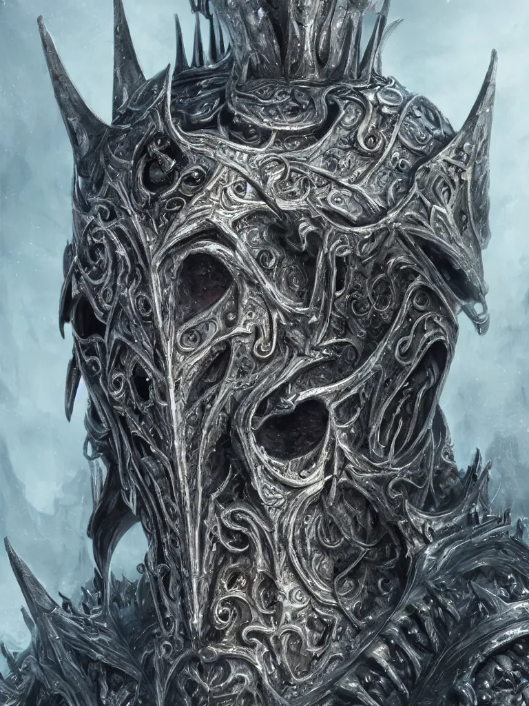 Prompt: portrait art of 8k ultra realistic undead witch king of angmar, exquisite helmet detail , detailed intricate ornate armour,eldritch horror, cybernetic, full of colour, cinematic lighting, battered, trending on artstation, 4k, hyperrealistic, focused, extreme details,unreal engine 5, cinematic, masterpiece, art by ayami kojima, giger