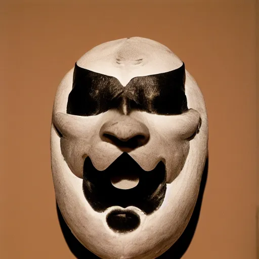 Prompt: Japanese demon mask designed by Rick Owens, 35mm film, photograph