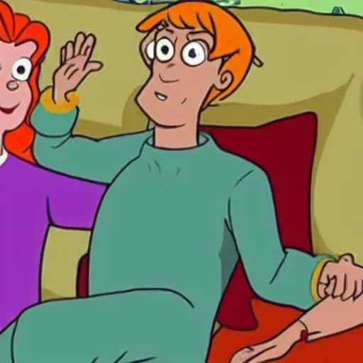 Image similar to scooby - doo on deathbed, freinds and family surround him with love, shaggy holding his paw, uplifting, hospice, hannah barbera, animated tv show