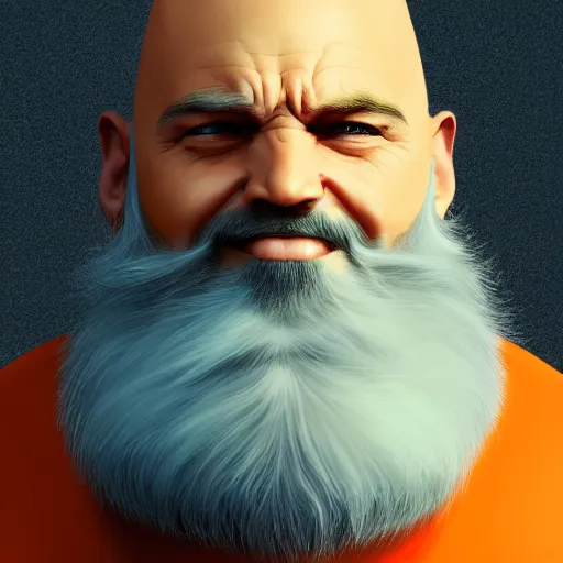 Prompt: portrait of a bald man with a big orange beard, digital art, artstation cgsociety masterpiece